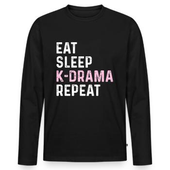K-Drama Kdrama Corée du Sud Hallyu K-Drama - T-shirt manches longues Premium bio Homme - noir - Devant - Nico (187cm)