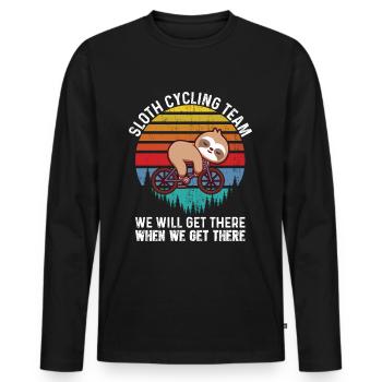 Faultier Fahrradfahrer Fahrradfahren Faul Rad - Männer Premium Bio Langarmshirt - Schwarz - Vorne - Nico (187cm)