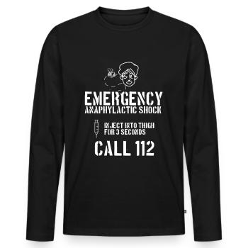 Notfall - Analphylaktischer Schock - Männer Premium Bio Langarmshirt - Schwarz - Vorne - Nico (187cm)