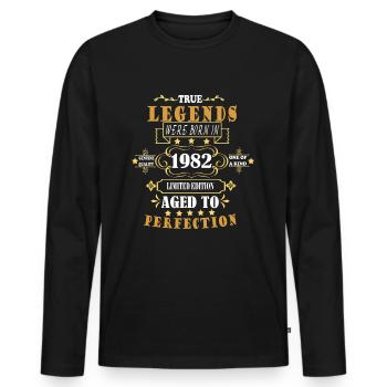 Jahrgang 1982 geboren Legenden Geburtstag Geschenk - Männer Premium Bio Langarmshirt - Schwarz - Vorne - Nico (187cm)