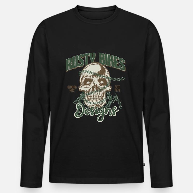 Rusty Bikes Designs. Motorrad. Biker Design. - Männer Premium Bio Langarmshirt - Schwarz