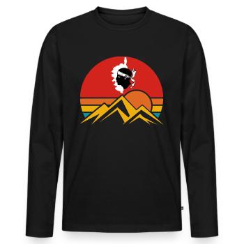 Insel Corsica mit Sonnenuntergang und Berge France - Männer Premium Bio Langarmshirt - Schwarz - Vorne - Nico (187cm)