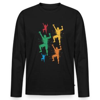 Bouldern Freiklettern Berge Kinder Klettern - Männer Premium Bio Langarmshirt - Schwarz - Vorne - Nico (187cm)