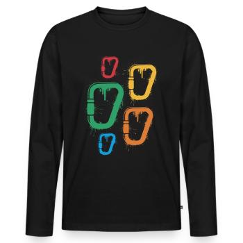 Bouldern Freiklettern Kinder Jungen Klettern - Männer Premium Bio Langarmshirt - Schwarz - Vorne - Nico (187cm)