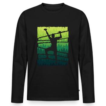 Klettern Freiklettern Jungen Berge Bouldern - Männer Premium Bio Langarmshirt - Schwarz - Vorne - Nico (187cm)