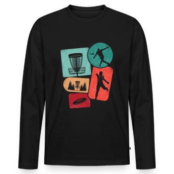 Discgolf Disc Golf Jungen Kinder Herren Discgolfer - Männer Premium Bio Langarmshirt - Schwarz - Vorne - Nico (187cm)