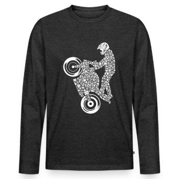 Moto de course Moto Moto Rider Machine de course pour hommes - T-shirt manches longues Premium bio Homme - anthracite chiné - Devant - Nico (187cm)