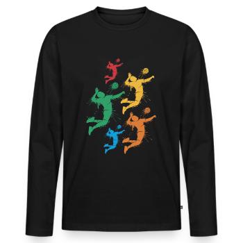 Volley-ball de plage Filles Garçons Joueurs de volley-ball - T-shirt manches longues Premium bio Homme - noir - Devant - Nico (187cm)