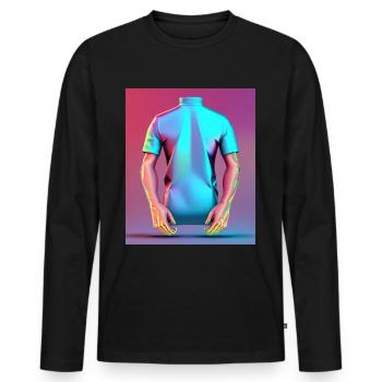 Ethereal Power: Holographic Muscles - Men's Premium Organic Long Sleeve Shirt - black - Front - Nico (187cm)