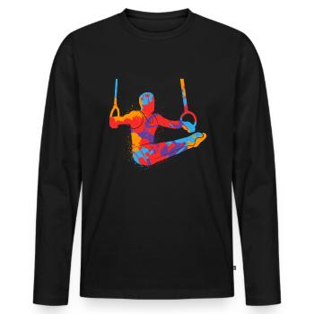 Bunter Turner Gymnastik Ringeturnen Jungen Turnen - Männer Premium Bio Langarmshirt - Schwarz - Vorne - Nico (187cm)