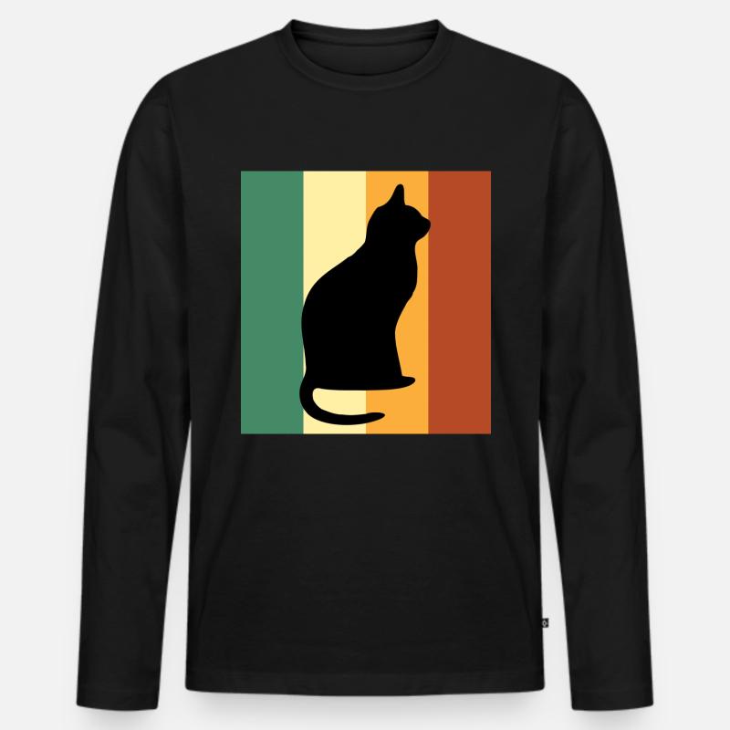Katze Haustier - Männer Premium Bio Langarmshirt - Schwarz