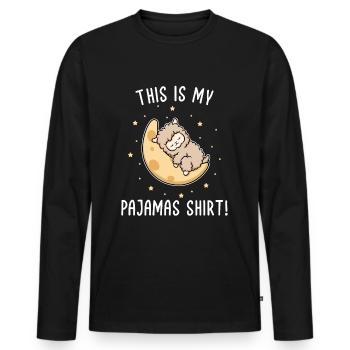 lama endormi tête endormie alpaga paresseux - T-shirt manches longues Premium bio Homme - noir - Devant - Nico (187cm)