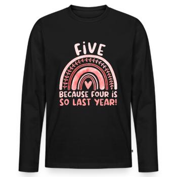 5th Birthday Fifth Birthday Five Years Old - Men's Premium Organic Long Sleeve Shirt - black - Front - Nico (187cm)