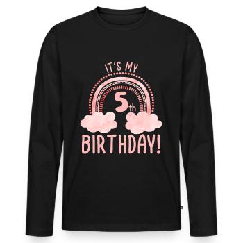 5th Birthday Fifth Birthday Five Years Old - Men's Premium Organic Long Sleeve Shirt - black - Front - Nico (187cm)