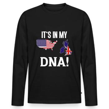 USA, America and British England Origin - Men's Premium Organic Long Sleeve Shirt - black - Front - Nico (187cm)
