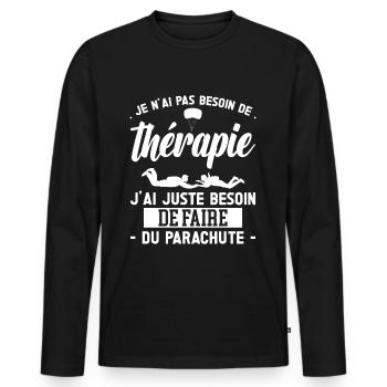 Saut en parachute de parachute - T-shirt manches longues Premium bio Homme - noir - Devant - Nico (187cm)