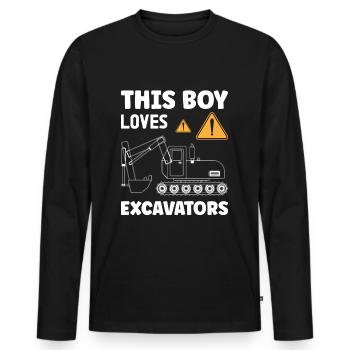Excavator Driver Excavator School - Men's Premium Organic Long Sleeve Shirt - black - Front - Nico (187cm)