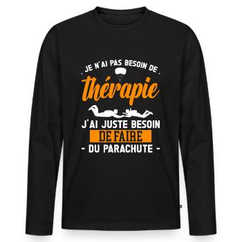 Skydive Parachutist Paragliding Gleitschirm - Männer Premium Bio Langarmshirt - Schwarz - Vorne - Nico (187cm)