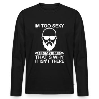 Bald head - Men's Premium Organic Long Sleeve Shirt - black - Front - Nico (187cm)