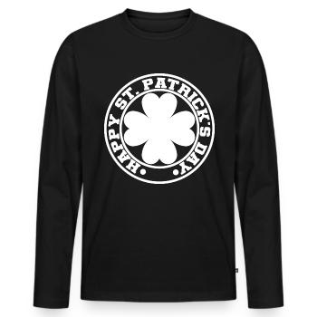 Cadeau de la Saint-Patrick Trèfle Hommes, Femmes, Enfants - T-shirt manches longues Premium bio Homme - noir - Devant - Nico (187cm)