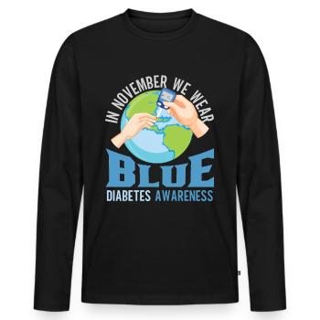Diabetes Awareness Blue Diabetes Band Diabetes - Men's Premium Organic Long Sleeve Shirt - black - Front - Nico (187cm)