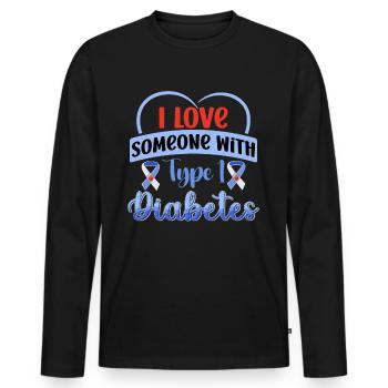 Diabetes Awareness Blue Diabetes Band Diabetes - Men's Premium Organic Long Sleeve Shirt - black - Front - Nico (187cm)