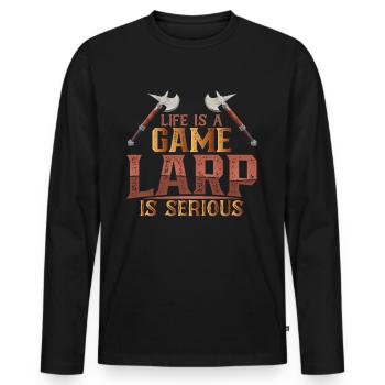 Live Action Role-playing game Larp Larper Fantasy - Men's Premium Organic Long Sleeve Shirt - black - Front - Nico (187cm)