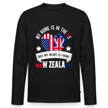 Neuseeland Kultur Kiwi Vogel Neuseeland Flagge - Männer Premium Bio Langarmshirt - Schwarz - Vorne - Nico (187cm)