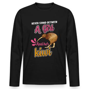 Neuseeland Kultur Kiwi Vogel Neuseeland Flagge - Männer Premium Bio Langarmshirt - Schwarz - Vorne - Nico (187cm)