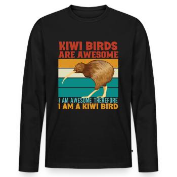 Neuseeland Kultur Kiwi Vogel Neuseeland Flagge - Männer Premium Bio Langarmshirt - Schwarz - Vorne - Nico (187cm)