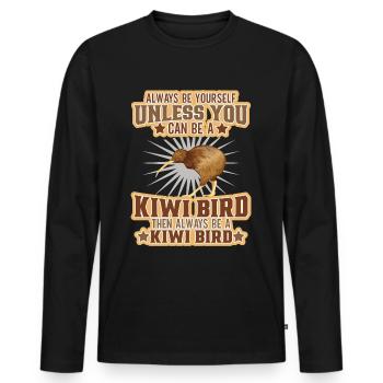 Neuseeland Kultur Kiwi Vogel Neuseeland Flagge - Männer Premium Bio Langarmshirt - Schwarz - Vorne - Nico (187cm)