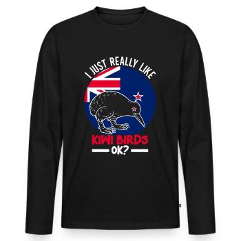 Neuseeland Kultur Kiwi Vogel Neuseeland Urlaub - Männer Premium Bio Langarmshirt - Schwarz - Vorne - Nico (187cm)