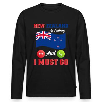 Neuseeland Kultur Kiwi Vogel Neuseeland Flagge - Männer Premium Bio Langarmshirt - Schwarz - Vorne - Nico (187cm)