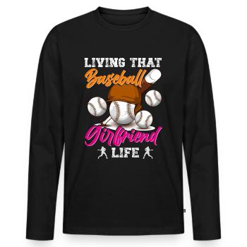 Baseball Spieler Baseball Spielerin Baseball Team - Männer Premium Bio Langarmshirt - Schwarz - Vorne - Nico (187cm)