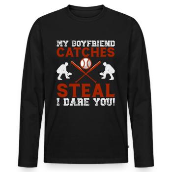 Baseball Spieler Baseball Spielerin Baseball Team - Männer Premium Bio Langarmshirt - Schwarz - Vorne - Nico (187cm)
