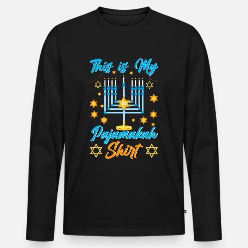 Hanoukka Hanoukka Dreidel Latkes Hanoukka - T-shirt manches longues Premium bio Homme - noir