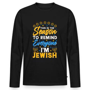 Hanukkah Hanukkah Dreidel Festival juif - T-shirt manches longues Premium bio Homme - noir - Devant - Nico (187cm)