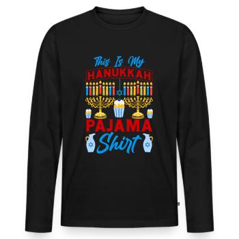 Hanukkah Hanukkah Dreidel Festival juif - T-shirt manches longues Premium bio Homme - noir - Devant - Nico (187cm)