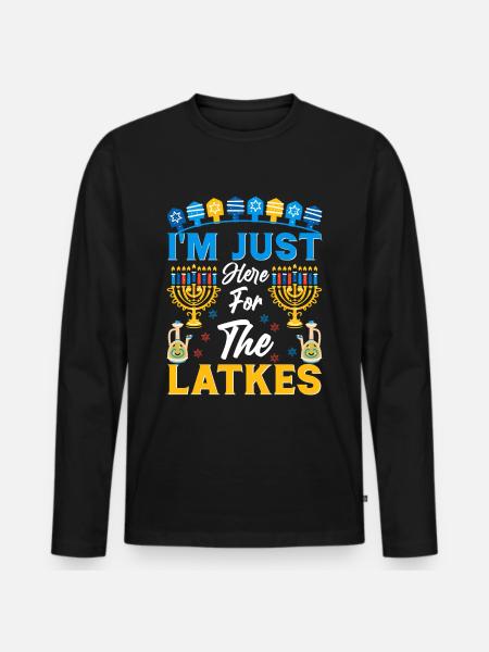 Hanoukka Hanoukka Dreidel Latkes Hanoukka - T-shirt manches longues Premium bio Homme - noir
