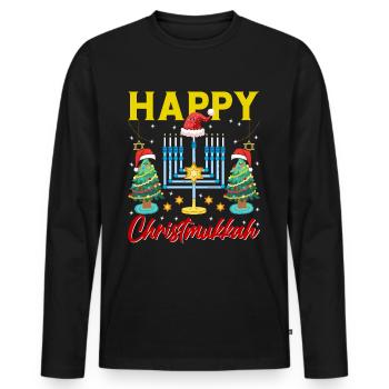 Hanoukka Hanoukka Dreidel Fête de Noël - T-shirt manches longues Premium bio Homme - noir - Devant - Nico (187cm)