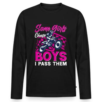 Motocross Filles Motocross Tout-terrain Dirt Bike - T-shirt manches longues Premium bio Homme - noir - Devant - Nico (187cm)
