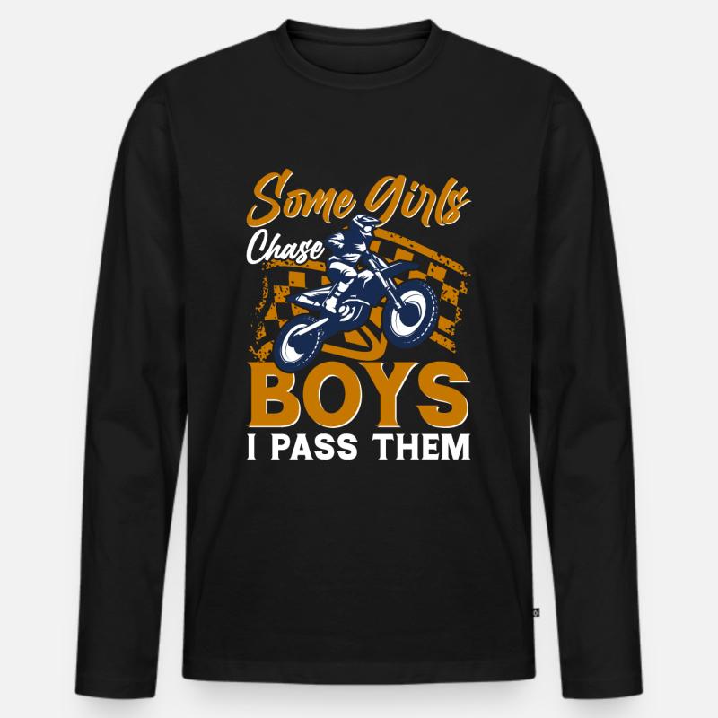 Motocross Mädchen - Männer Premium Bio Langarmshirt - Schwarz