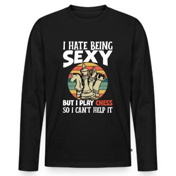 Schach Figuren Schachbrett Schachspieler Schach - Männer Premium Bio Langarmshirt - Schwarz - Vorne - Nico (187cm)