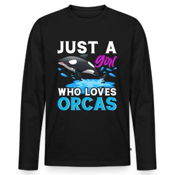 Orca Ocean Whale Orca Fan Seafood - Men's Premium Organic Long Sleeve Shirt - black - Front - Nico (187cm)