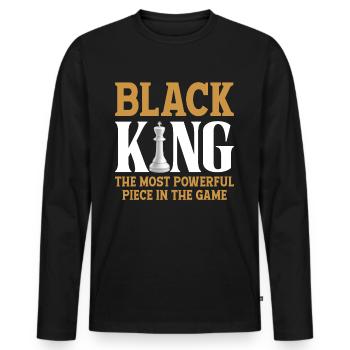 Schach Schachbrett Black History Month - Männer Premium Bio Langarmshirt - Schwarz - Vorne - Nico (187cm)