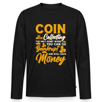 Numismates Collectionneurs de pièces Collectionneur de pièces Numismates - T-shirt manches longues Premium bio Homme - noir - Devant - Nico (187cm)