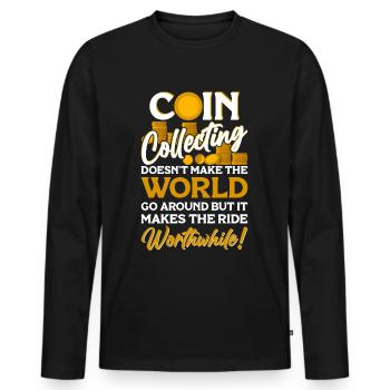 Collectionneur de pièces de monnaie Collectionneur de pièces Numismates - T-shirt manches longues Premium bio Homme - noir - Devant - Nico (187cm)