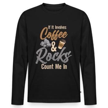Géologie Géologue - T-shirt manches longues Premium bio Homme - noir - Devant - Nico (187cm)