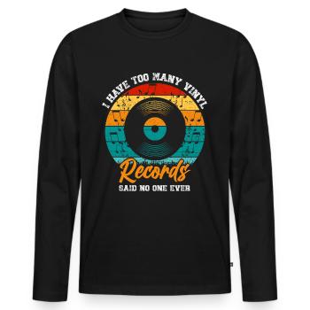 Platine vinyle vinyle rétro collection - T-shirt manches longues Premium bio Homme - noir - Devant - Nico (187cm)
