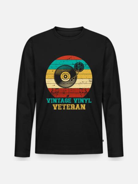 Platine vinyle vinyle rétro collection - T-shirt manches longues Premium bio Homme - noir